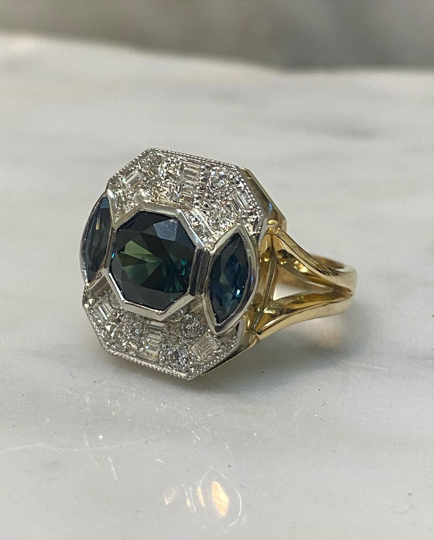 Gold Ring With a Central Dark Green Gemstone — Burchell's Jewellers In Bowral, NSW