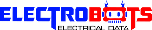 A blue and red logo for electrobots electrical data