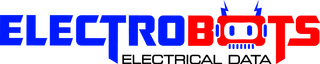 A blue and red logo for electrobots electrical data