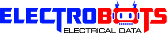 A blue and red logo for electrobots electrical data
