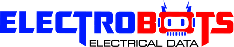 A blue and red logo for electrobots electrical data