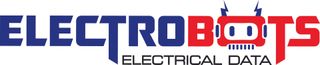 A blue and red logo for electrobots electrical data