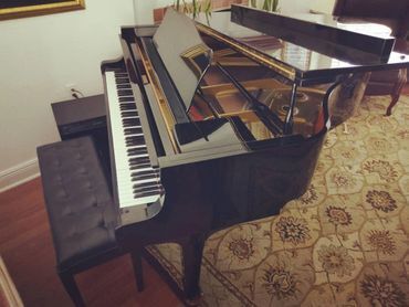 Black Baby Grand Piano— Summerfield, FL — Florida Piano Services. LLC