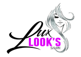 a logo for lux look 's salon with a woman 's face and long hair .