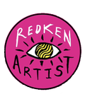 a pink circle with the words redken artist on it