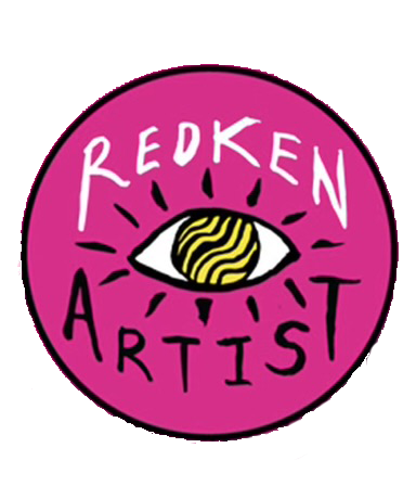 a pink circle with the words redken artist on it