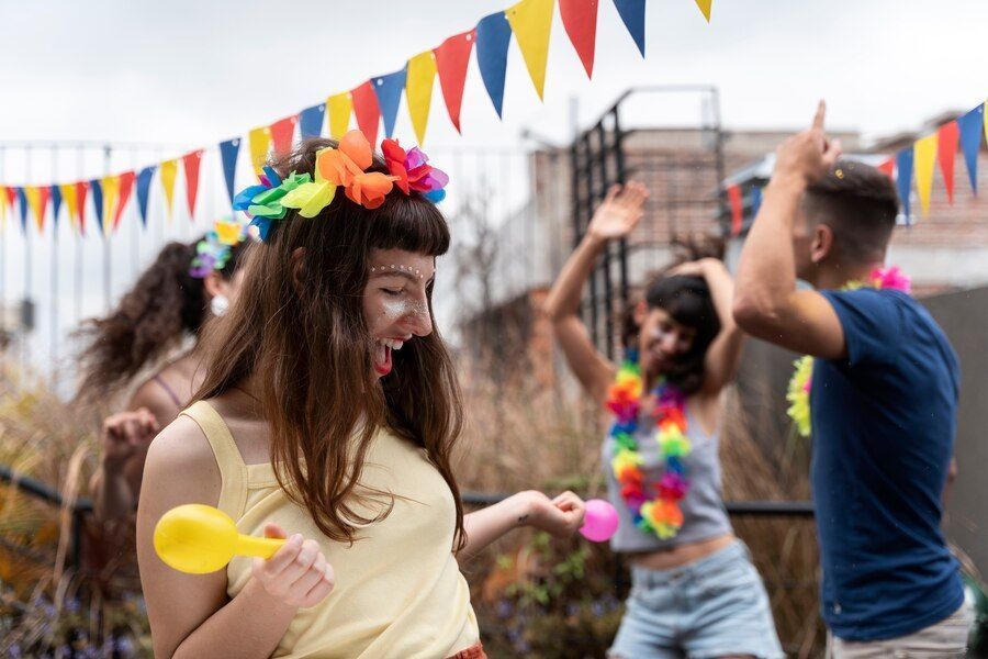 people having fun celebrating festival
