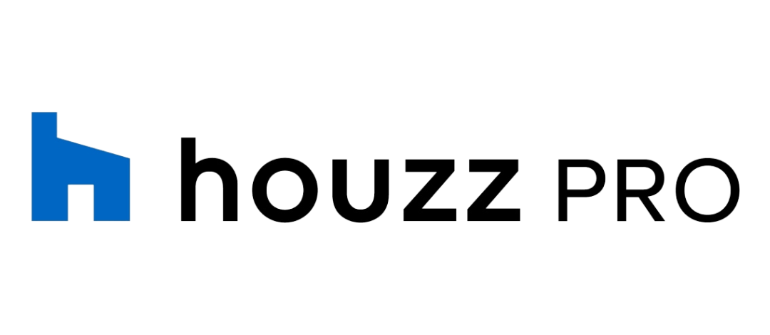 The houzz pro logo is blue and black on a white background.