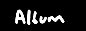The word album is written in white on a black background