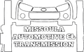 Black-and-white logo of a car lift with “Missoula Automotive & Transmission” text