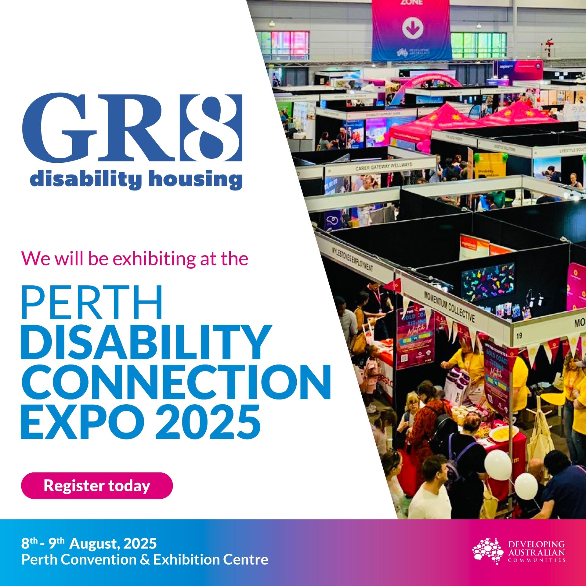 A poster for the perth disability connection expo 2025