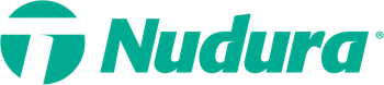 Logo turquoise représentant un « T » inscrit dans un cercle, avec le mot « Nudura » à droite. Le logo est turquoise avec une bande blanche sur le « T ».