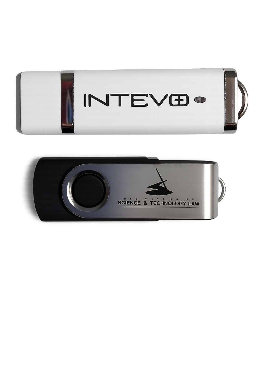 White USB flash drive plugged into a laptop.