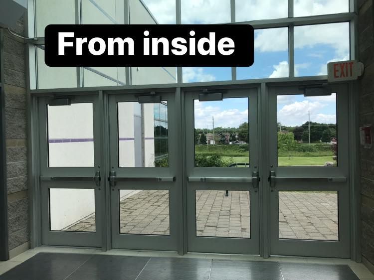 The inside of a building with a sign that says from inside