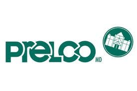 The logo for prelco md is green and has a picture of a building in a circle.