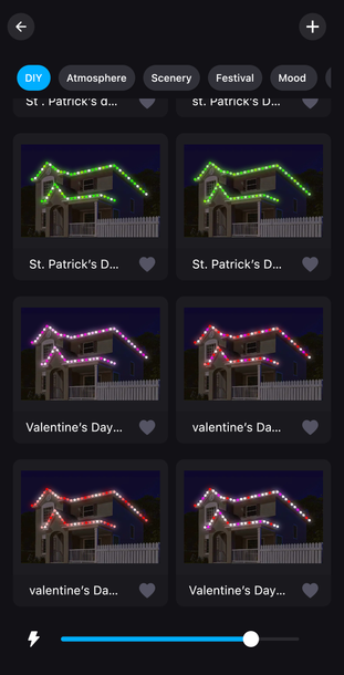 A screenshot of a christmas lights app on a phone