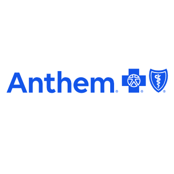 The blue Anthem company logo, featuring the word 