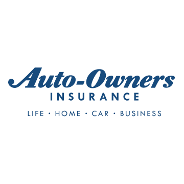 A blue logo for auto-owners insurance that says life home car business