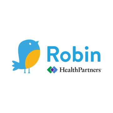 The logo for robin health partners has a bird on it.
