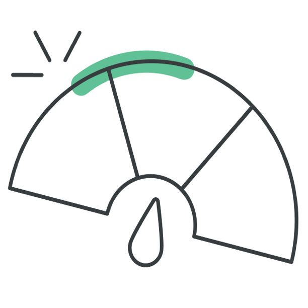 Indicatore al massimo, sezione verde evidenziata.