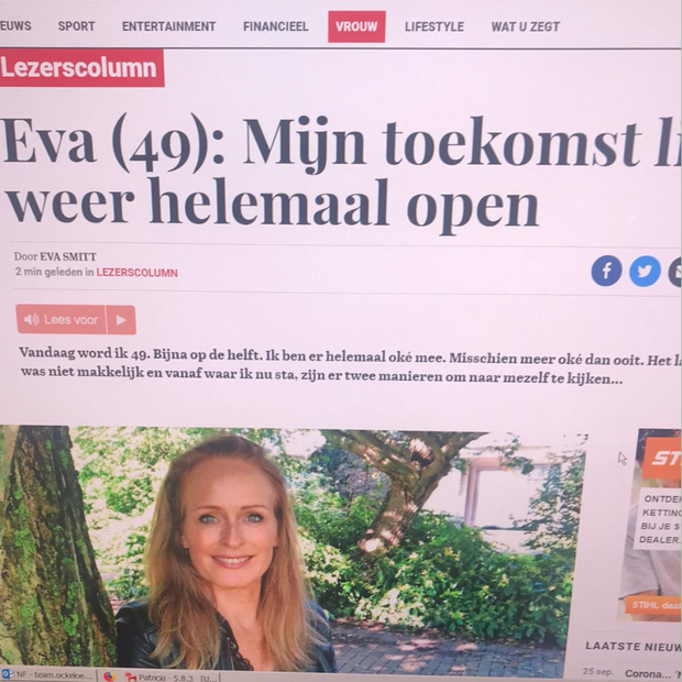 In 2020, na mijn scheiding, verscheen mijn Instablog hierover op de pagina VROUW van de Telegraaf. Aangezien die achter een betaalmuur zit, leidt de link je naar de Instapost met dezelfde tekst.