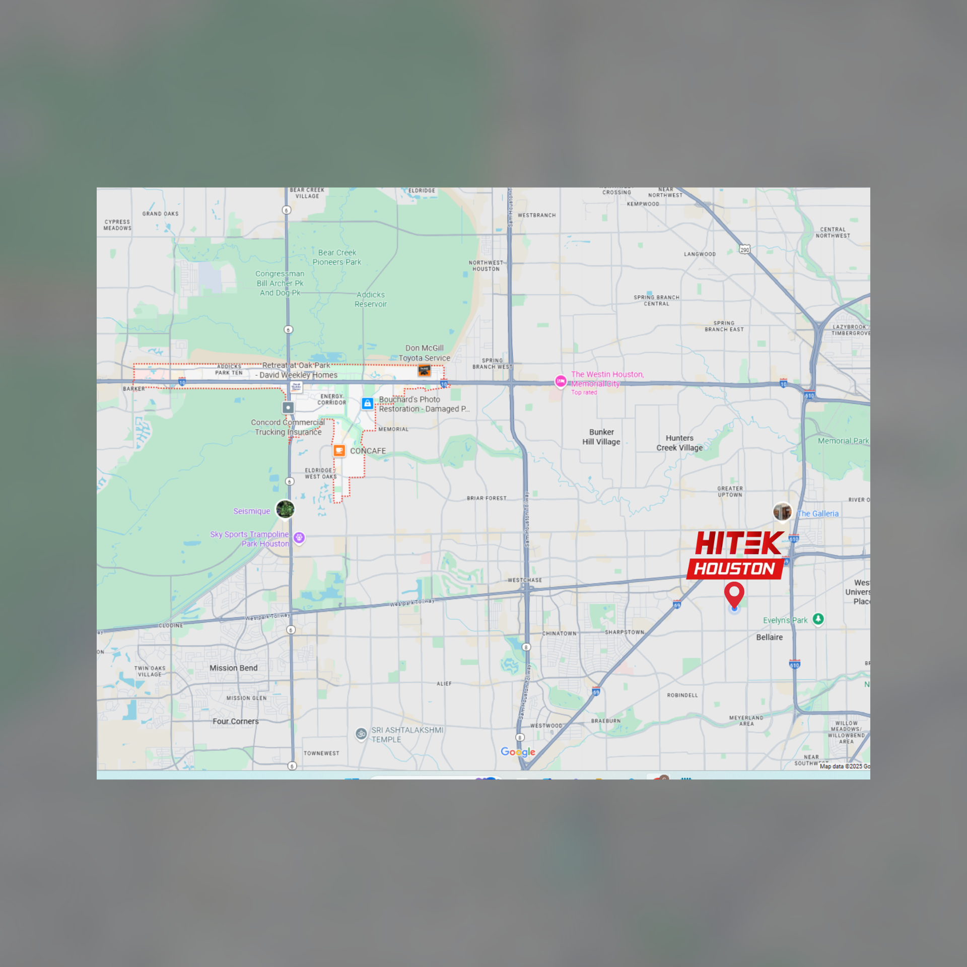 Map of Houston, Texas, with a pin marking 
