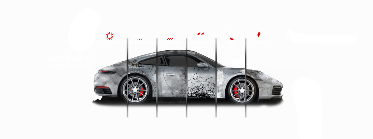 A silver Porsche car split into panels with the word