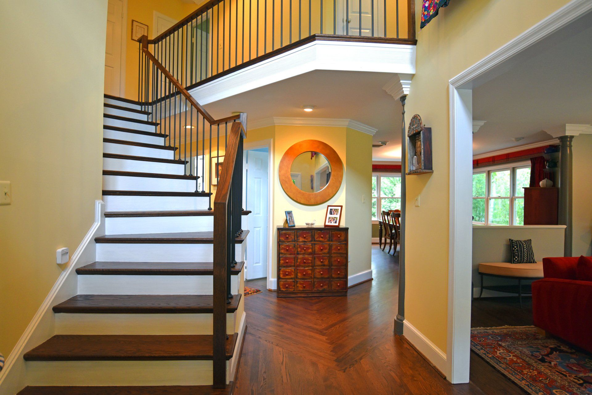 A staircase leading up to the second floor of a house