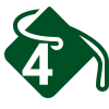 A green square with the number four on it.