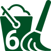 A green bucket and brush icon with the number 6 on it.