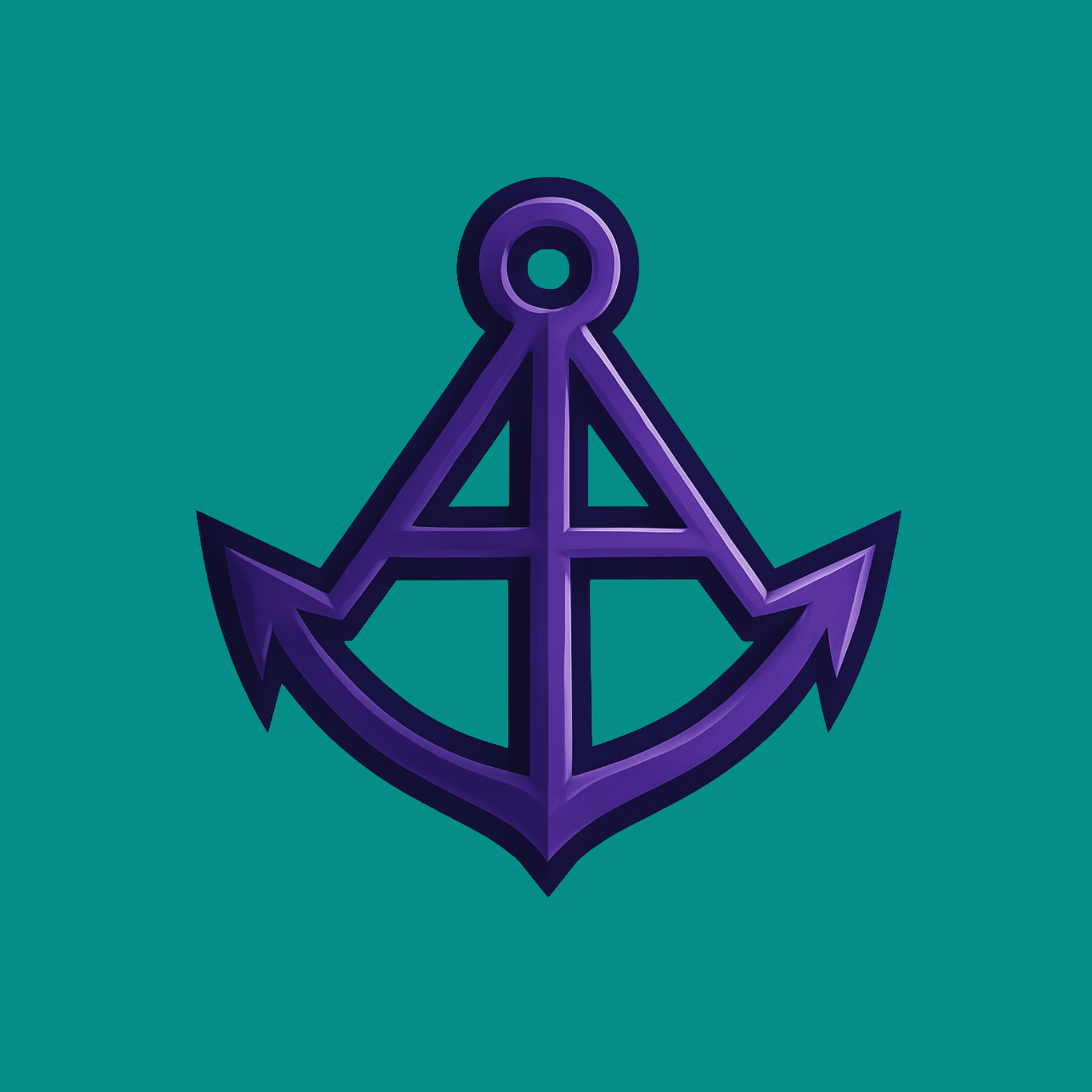 Purple anchor with a stylized 