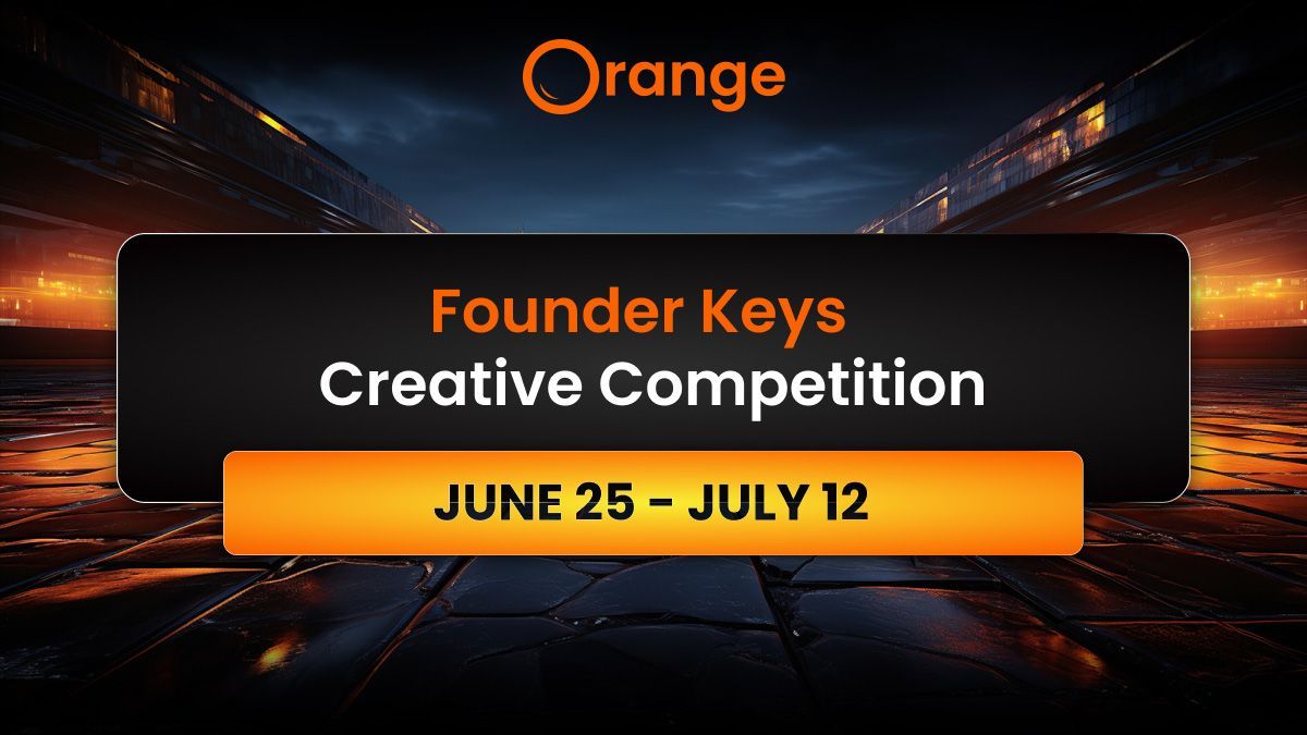 Graphic text showing Founder Keys Creative Competition June 25 - July 12 with a highway in the bg