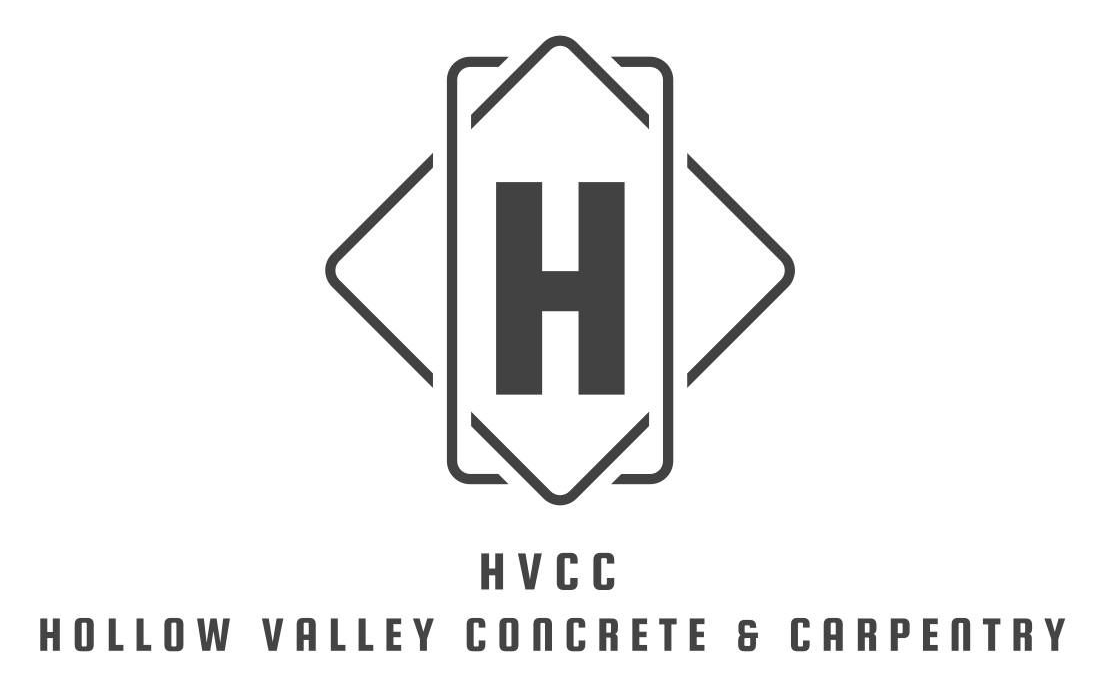 Logo for Hollow Valley Concrete & Carpentry, with a stylized "H" inside a frame and diamond.