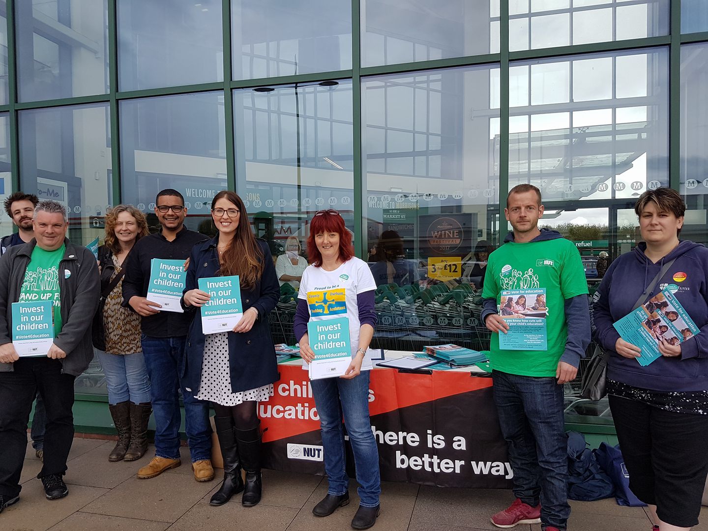 NEU Activists and MP Laura Pidcock highlighting school cuts