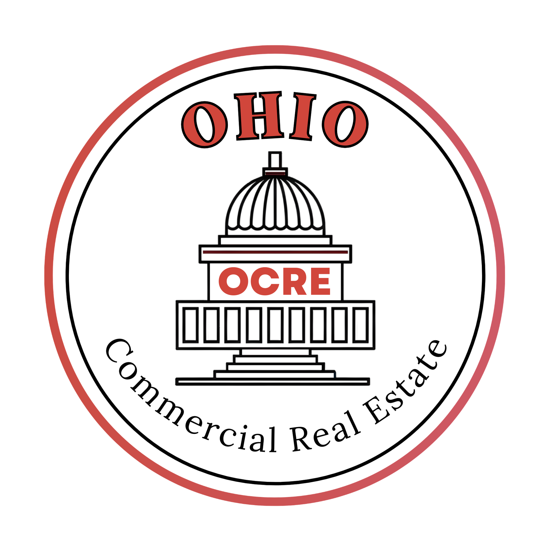 Logo for Ohio Commercial & Ohio Residential Real Estate featuring a skyline, a house, and text.