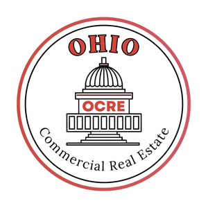Logo for Ohio Commercial & Ohio Residential Real Estate featuring a skyline, a house, and text.