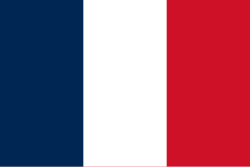 Drapeau français : tricolore vertical bleu, blanc et rouge.