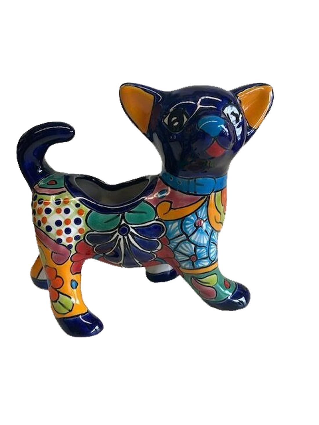 Colourful Ceramic Dog Figurine With Open Back for Plants or Storage — Mexican Homewares Australia in Sydney, NSW