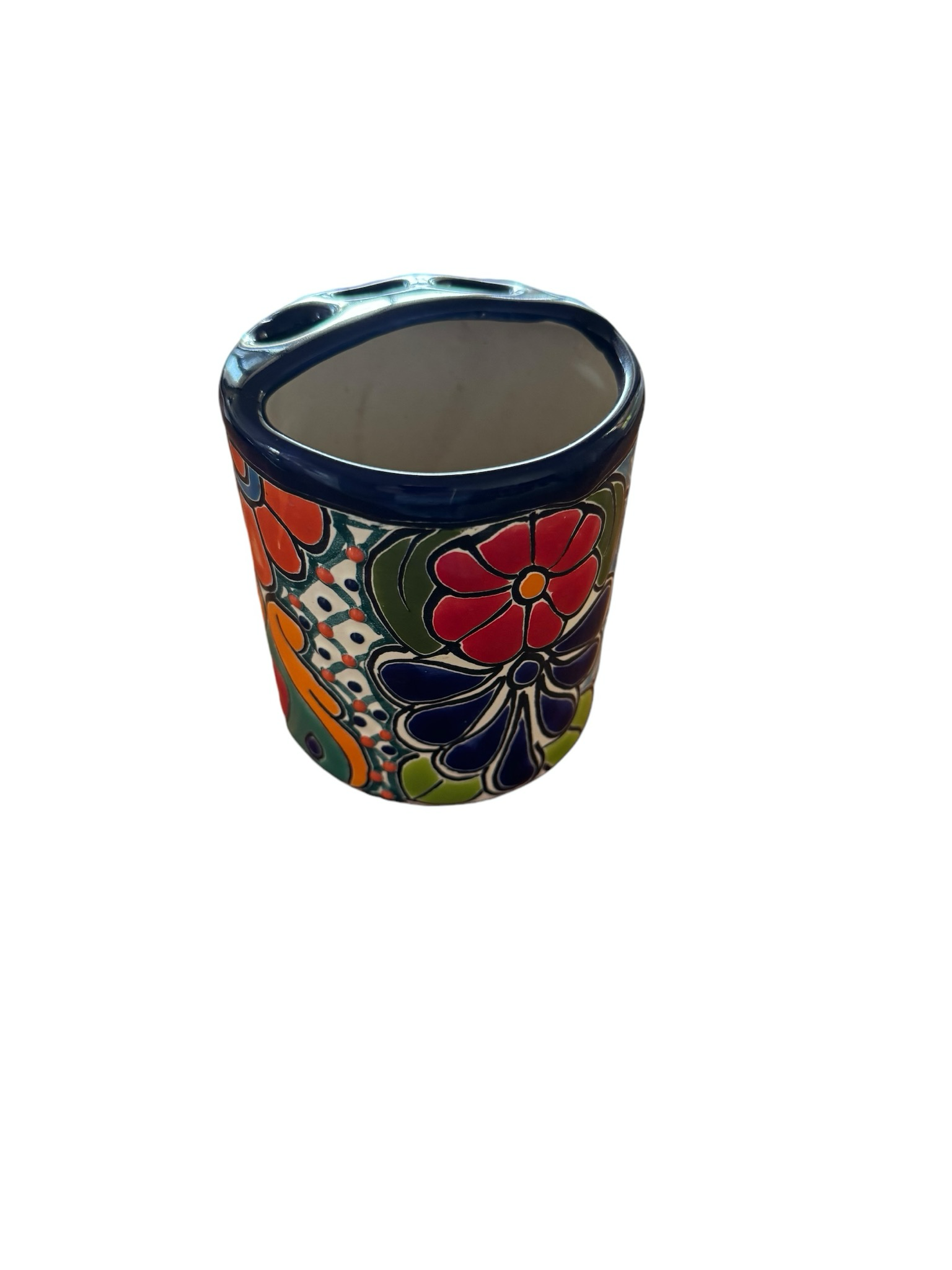 Colourful Floral Ceramic Toothbrush Holder — Mexican Homewares Australia in Melbourne, VIC
