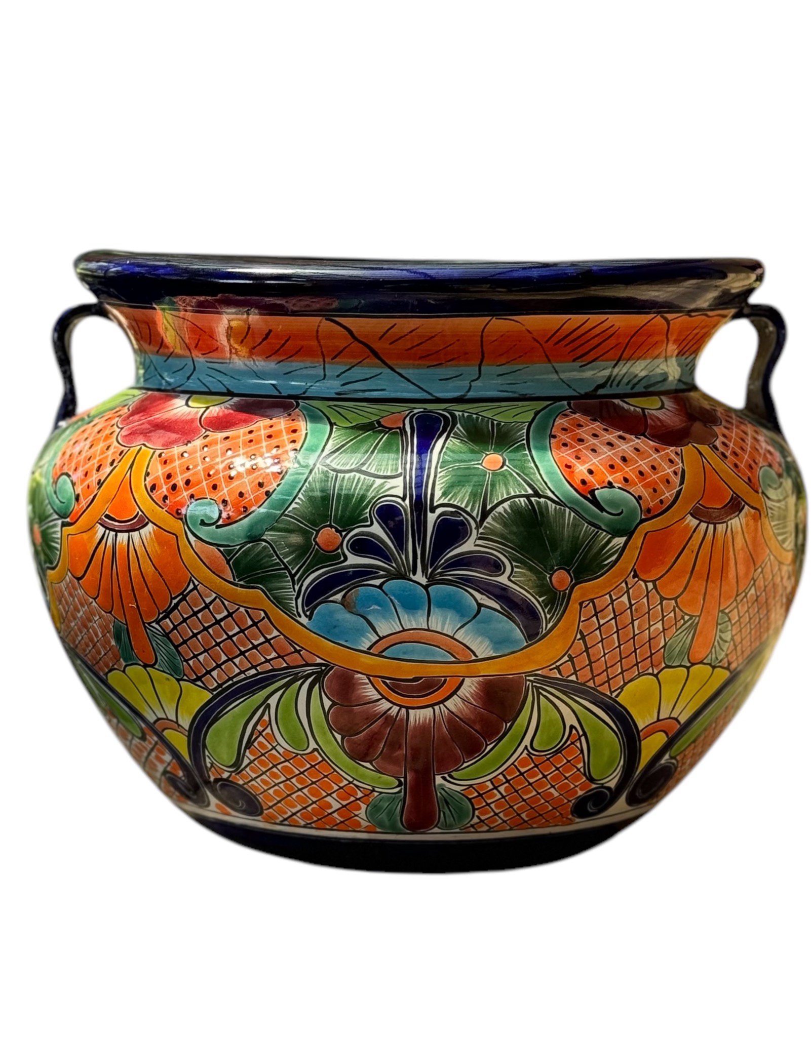 Colourful Talavera Pottery Bowl With Floral and Geometric Patterns — Mexican Homewares Australia in Cairns, QLD