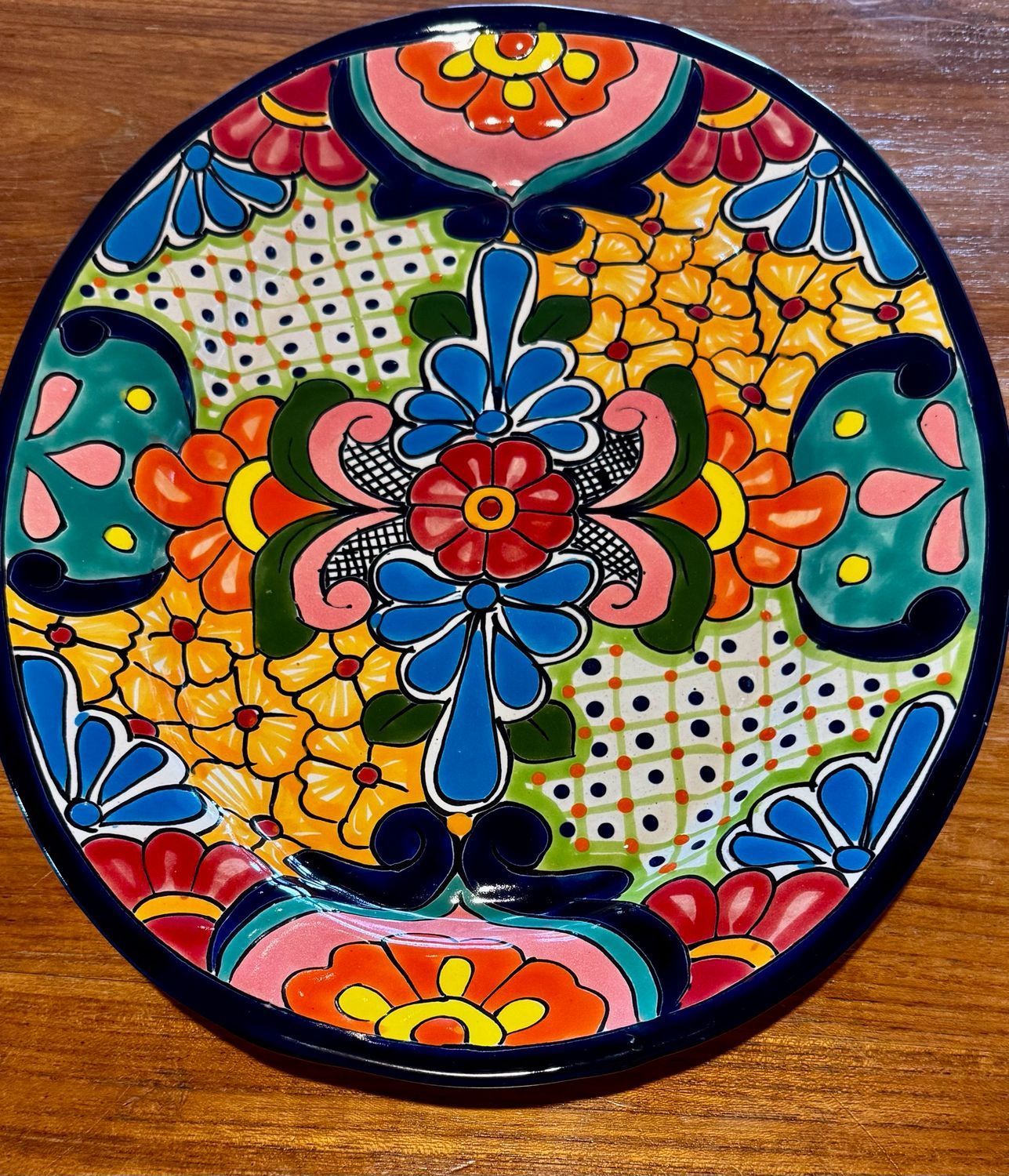 Colourful, Floral Talavera Pottery Plate — Mexican Homewares Australia in Brisbane, QLD
