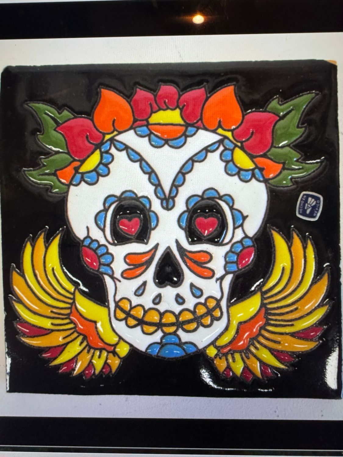 Colourful Day of the Dead Sugar Skull With Flower Crown — Mexican Homewares Australia in Sydney, NSW