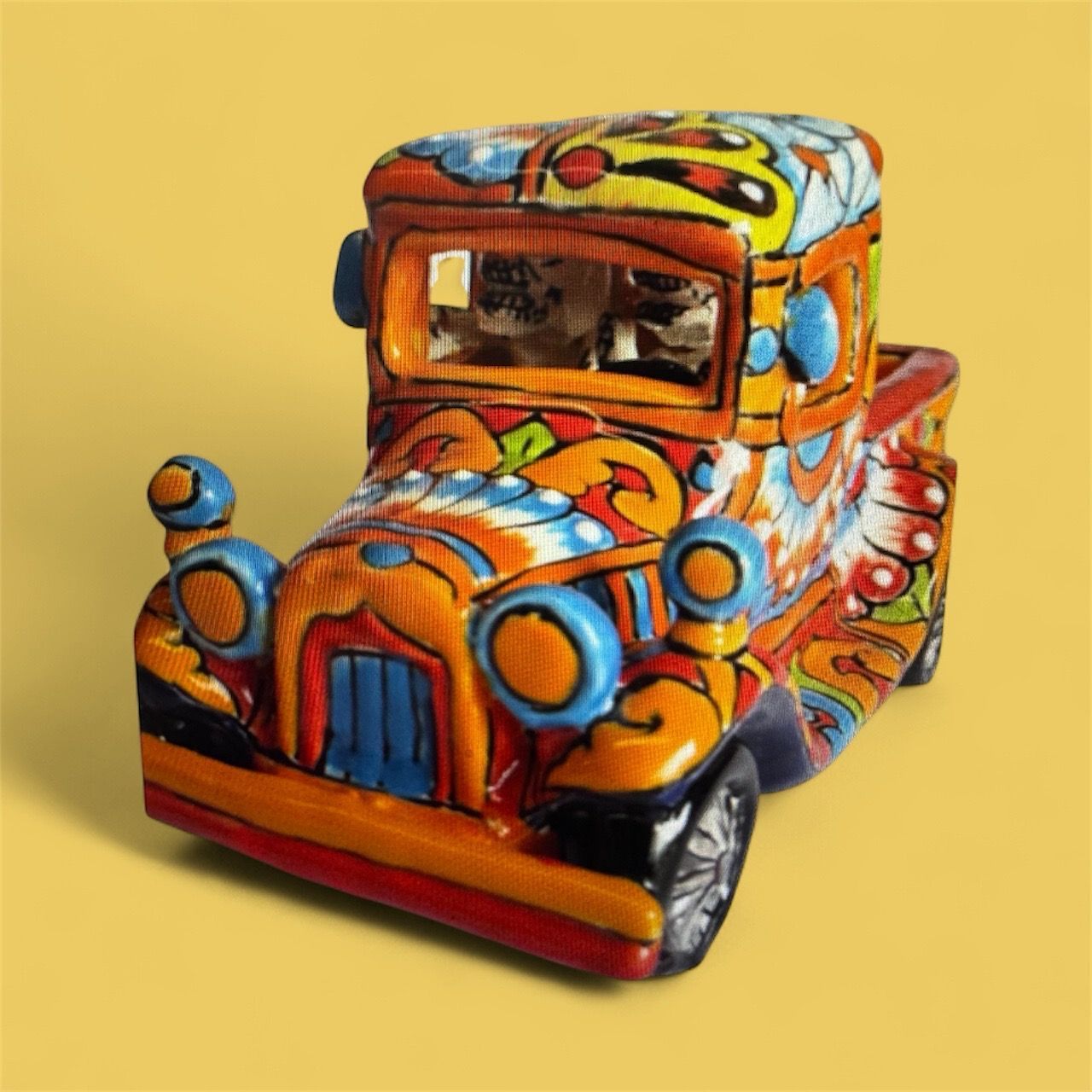 Colourful, Patterned Toy Truck on a Yellow Background — Mexican Homewares Australia in Burleigh Heads, QLD
