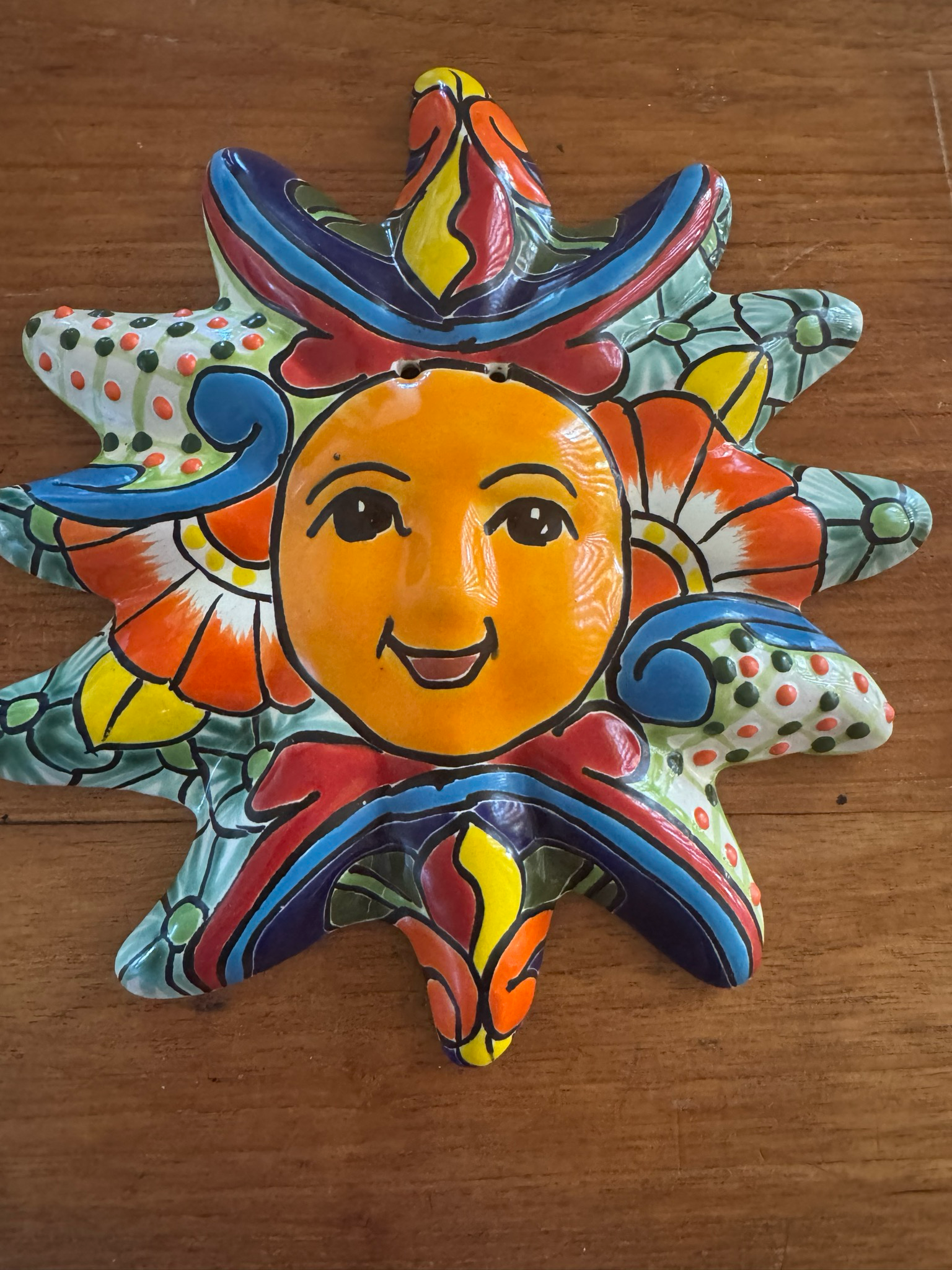 Colourful Ceramic Sun Face With Cheerful Expression — Mexican Homewares Australia in Canberra, ACT