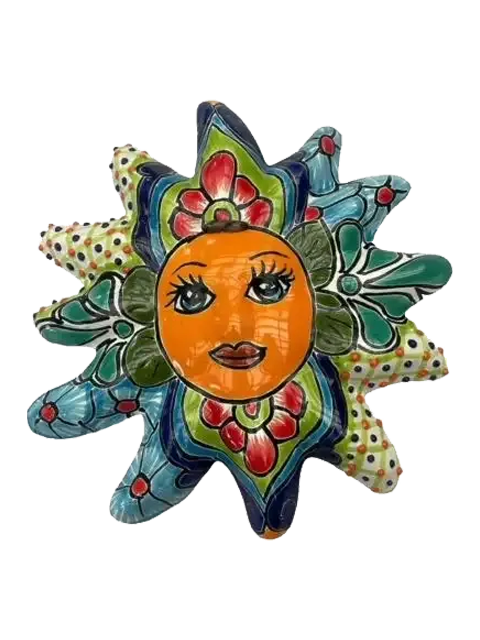 A Colourful Ceramic Sun With a Face on It — Mexican Homewares Australia in Burleigh Heads, QLD