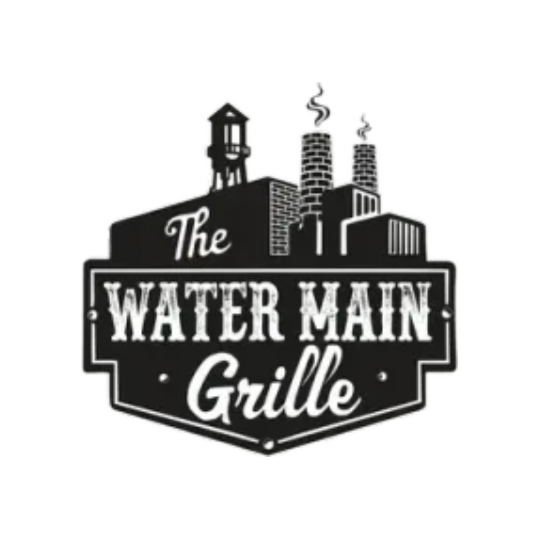 A black and white logo for the water main grille with a link to water main wadsworth.com