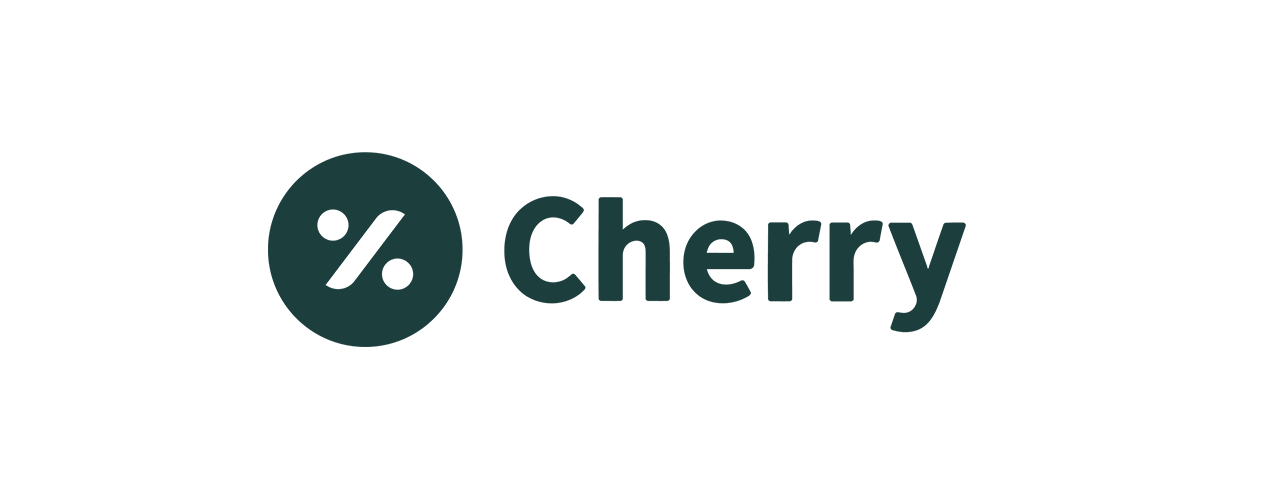 Cherry logo with a percentage symbol in a dark green circle and the name "Cherry".