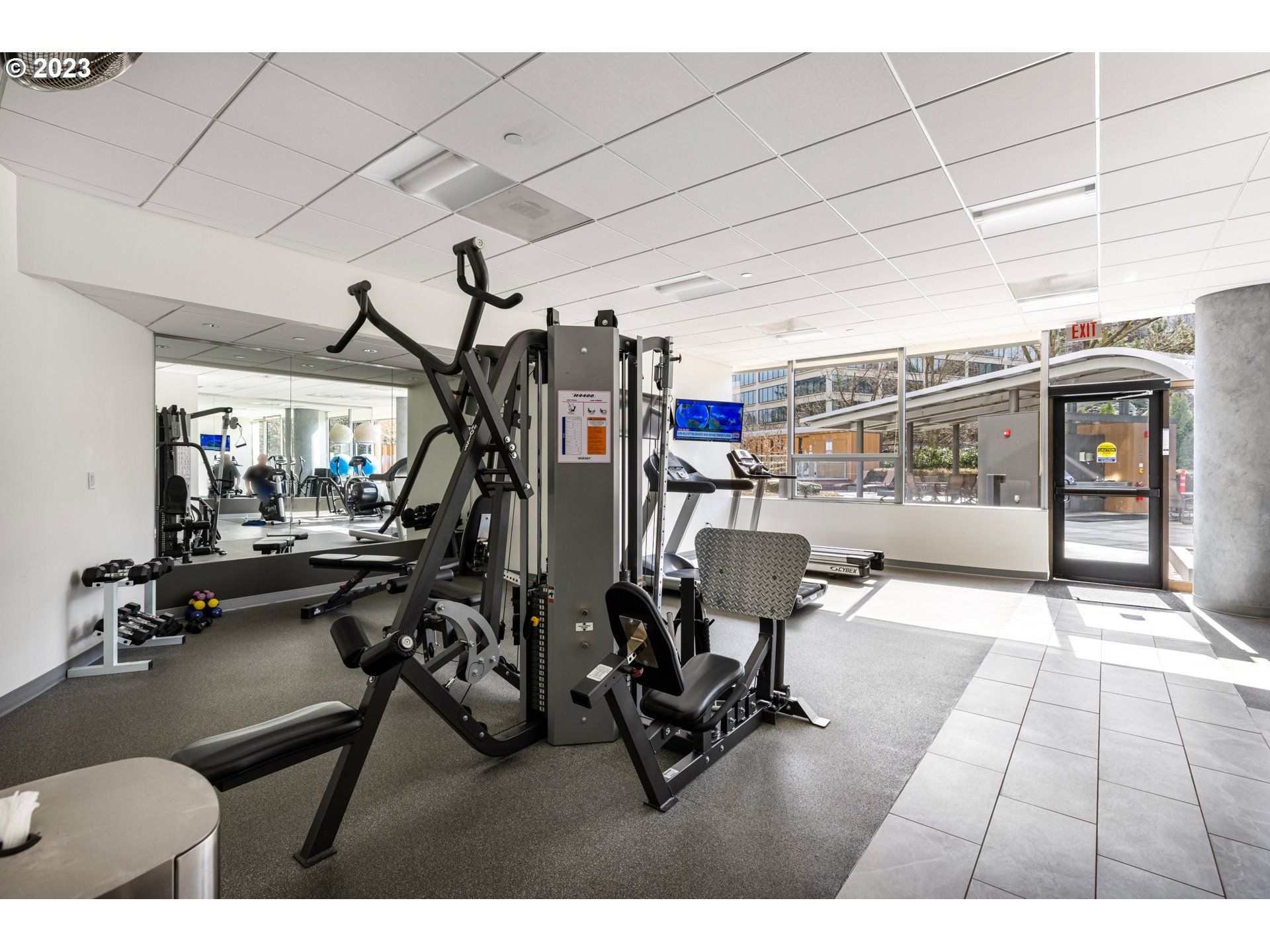 Fitness center in a high-rise