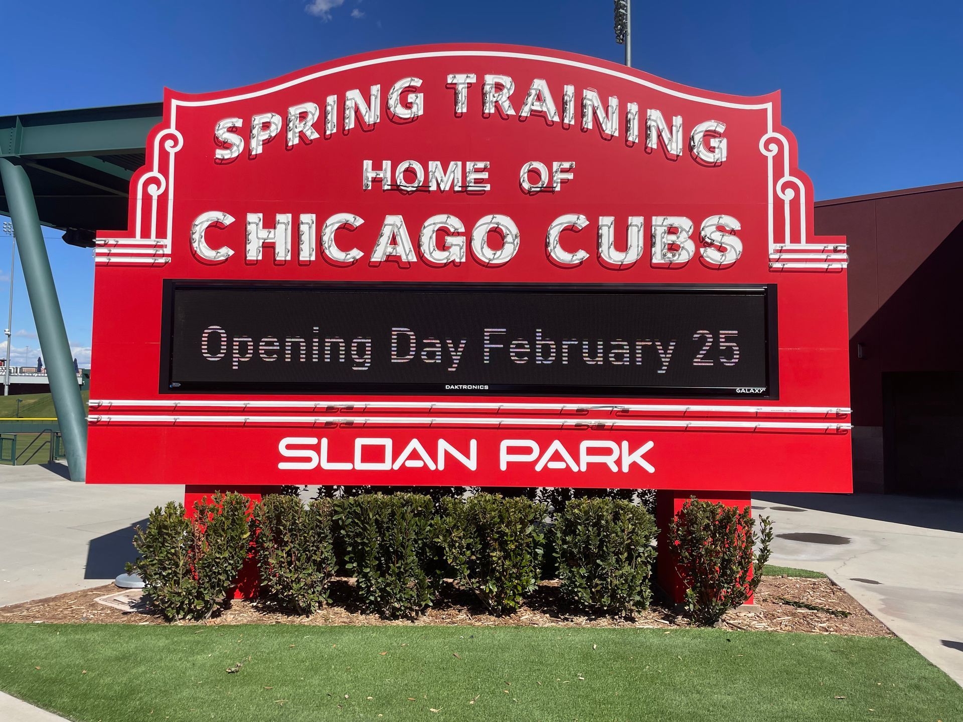 Red Sloan Park sign: 