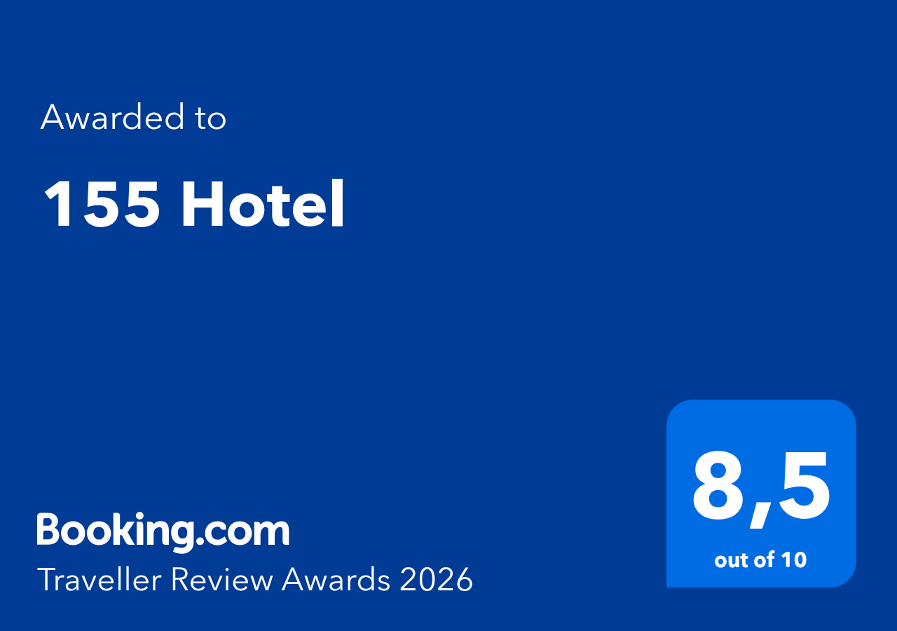 O hotel 155 recebeu o prêmio Booking.com Traveller Review Award em 2026, com uma classificação de 8,5/10 